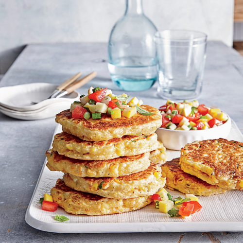 Fresh Corn Cakes with Summer Sala - Healthy Summer Recipe